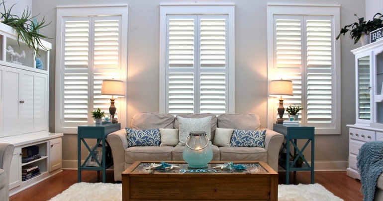 Austin living room plantation shutters